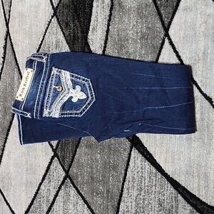 ROCK REVIVAL EMILIA EMBROIDERED RHINESTONES PEARLS EASY-FIT SKINNY DENIM…